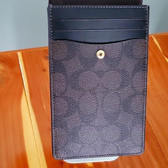 NWOT COACH North South Phone Crossbody Signature Canvas Black/Brown NO STRAP - Picture 3 of 7